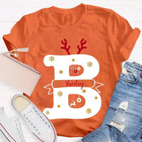 Reindeer Antlers Merry Christmas T-Shirt, Personalized Teacher Christmas Shirt, Custom Teacher Holiday Tee, Teacher Christmas Present