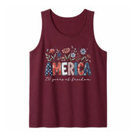 America 250 Years Of Freedom Tank Top | Patriotic Floral Graphic | Breathable Unisex Tee | 4th Of July Independence Day Gift