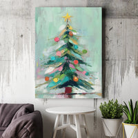 Impressionist Holiday Canvas Painting, Abstract Christmas Tree Canvas Wall Art, Festive Winter Home Decor Digital Download Xmas Present