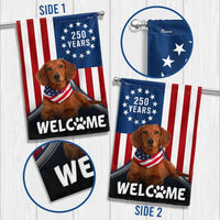Dachshund Garden Flag Patriotic Welcome | 250 Years Betsy Ross Design | Double-Sided Polyester | Dog Lover Gift
