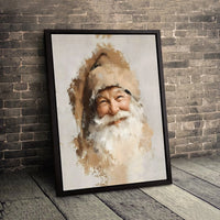 Rustic Oil Portrait Canvas Print, Smiling Santa Claus Canvas Art, Christmas Holiday Wall Art, Festive Winter Canvas Decor, Xmas Room Decor