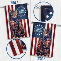 Patriotic Cat Garden Flag 250 Years Betsy Ross | Double-Sided Polyester | Weather-Resistant Outdoor Decor | Cat Lover Gift