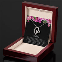 Heart Pendant with CZ Crystal, Cousin Forever Love Necklace, Meaningful Birthday Jewelry Necklace, Keepsake Christmas Heart Necklace for Her