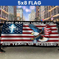 One Nation Under God American Flag | 250 Years Eagle Cross Design | UV-Resistant Polyester House Flag | Patriotic Home Decor Gift
