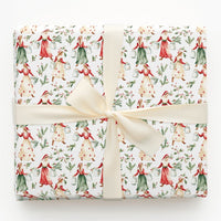 Twelve Days of Christmas Gift Wrap, Eight Maids a-Milking Wrapping Paper, Vintage Carol Holiday Wrapping Paper, Rustic Folk Art Gift Wrap
