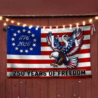 250 Years Of Freedom Flag | Bald Eagle Patriotic 1776-2026 | Weather-Resistant Polyester | USA Semiquincentennial Gift