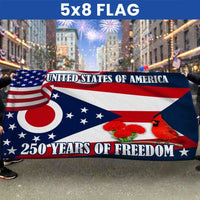 Ohio State Flag 250 Years of Freedom | Commemorative Americana House Flag | UV-Resistant Polyester | Patriotic Home Decor