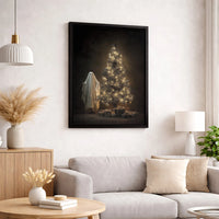Spooky Holiday Canvas Print, Gothic Ghost Christmas Tree Canvas Wall Art, Dark Fantasy Xmas Room Decor, Alternative Digital Download