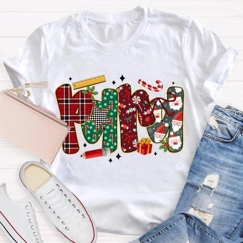 Festive Font Christmas Shirt, Colorful Christmas T-Shirt, Retro Holiday Graphic Tee, Unisex Christmas Party Shirt, Xmas Family Present