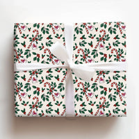 Holly Berry Holiday Gift Wrap, Candy Cane Christmas Wrapping Paper, Cardinal Gift Wrapping Paper, Festive Winter Holiday Gift Wrap Roll