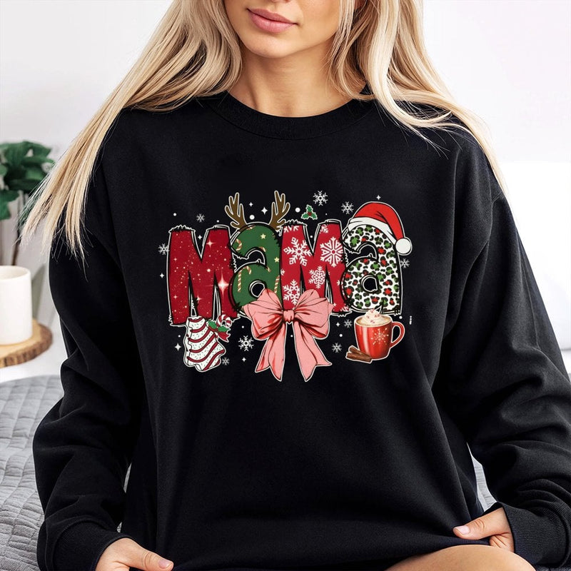 Festive Cheetah Print Holiday Pullover, Christmas Mama Leopard Sweatshirt, Adorable Winter Mother Sweater, Christmas Morning Mama Crewneck