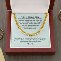 Cuban Link Chain Necklace with Message Card, Bonus Son Necklace Present, Polished Stainless Steel Chain, Step Son Birthday Christmas Present