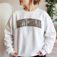 Retro Leopard Print Christmas Crewneck, Leopard Merry Christmas Sweatshirt, Festive Holiday Pullover, Womens Christmas Sweater, Xmas Present