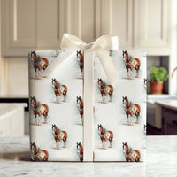 Equestrian Holiday Gift Wrap, Clydesdale Horse Christmas Wrapping Paper, Watercolor Draft Horse Wrapping Paper, Winter Farm Present Wrap