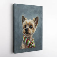 Festive Yorkie Dog Holiday Print, Yorkshire Terrier Christmas Canvas Wall Art, Digital Download Wall Decor, Yorkie Lover Xmas Present