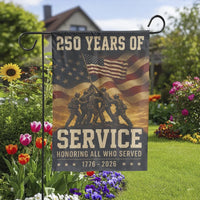 Patriotic Veterans Garden Flag | 250 Years of Service Honoring All Who Served 1776-2026 | Double Sided Premium Polyester Weatherproof | Memorial Day Veterans Day Outdoor Yard Gift Decor