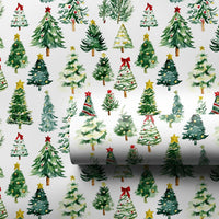 Festive Holiday Tree Gift Wrap, Watercolor Christmas Trees Wrapping Paper, Green Xmas Trees Wrapping Paper, Winter Forest Holiday Gift Wrap