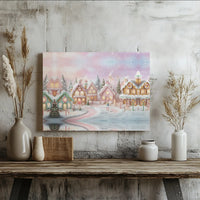 Whimsical Winter Candy Village Canvas Print, Christmas Gingerbread House Wall Art, Festive Holiday Canvas Decor, Xmas Home Art Present