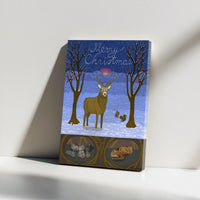 Winter Deer Forest Wildlife Canvas Print, Merry Christmas Woodland Animals Wall Art, Holiday Decor Poster, Printable Digital Download Present