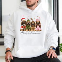 Merry Christmas Dog Hooded Sweatshirt, Cocker Spaniel Christmas Hoodie, Vintage Dog Mom Holiday Hoodie, Festive Xmas Dog Lover Present