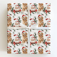 Watercolor Holiday Dog Gift Wrap Paper, Golden Retriever Santa Christmas Wrapping Paper, Xmas Present Paper, Dog Lover Wrapping Paper