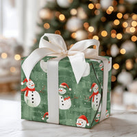 Festive Christmas Gift Wrapping Paper, Watercolor Snowman Wrapping Paper, Winter Holiday Snowmen Wrapping Paper, Xmas Present Wrap Roll