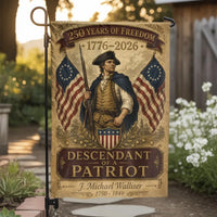 Patriotic Garden Flag | 250 Years of Freedom Revolutionary War Soldier Design | Double-Sided Weather-Resistant Polyester | Gift for History Enthusiast