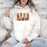 Adorable Holiday Dog Graphic Sweatshirt, Golden Retriever Christmas Hoodie, Festive Xmas Golden Pup Hooded Pullover, Dog Lover Present