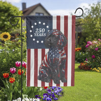 Patriotic Poodle Garden Flag | 250 Years US Semi-Quincentennial Celebration | Double Sided Premium Outdoor Polyester | USA Pride Yard Decor Gift for Dog Lovers