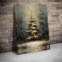 Snowy Forest Winter Tree Wall Art, Christmas Tree Canvas Wall Art, Festive Impressionist Wall Art, Comfy Christmas Digital Download Print