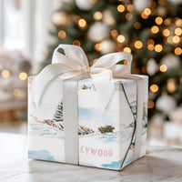 Snowy California Gift Wrap, Hollywood Hills Christmas Wrapping Paper, Watercolor Los Angeles Wrapping Paper, Holiday Movie Fan Gift Wrap
