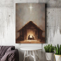Star of Bethlehem Canvas Print, Nativity Scene Canvas Wall Art, Holy Manger Oil Painting Canvas, Religious Christmas Decor, Faith Wall Art