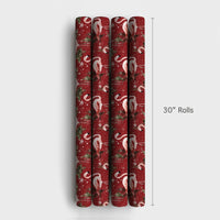 Red Snowy Flamingo Gift Wrap, Tropical Christmas Wrapping Paper, Pink Flamingo Holiday Wrapping Paper, Festive Seasonal Present Gift Wrap