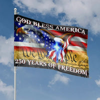 God Bless America House Flag | Patriotic Eagle & Cross 250 Years of Freedom Design | Double Sided Polyester | Outdoor Home Decor Gift