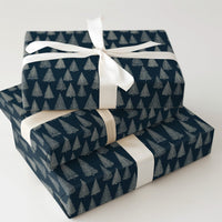 Winter Forest Holiday Gift Wrap, Navy Blue Christmas Tree Wrapping Paper, Modern Minimalist Tree Gift Wrapping Paper, Seasonal Present Paper