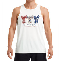 America 250 Years Tank Top | Red White Blue Patriotic Bows Art | Soft Breathable Fabric | Gift for Americana Fans