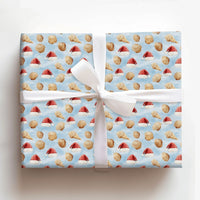 Coastal Holiday Gift Wrap, Seashell Christmas Wrapping Paper, Santa Hat Beach Wrapping Paper, Festive Ocean Present Wrap, Beach Lover Present