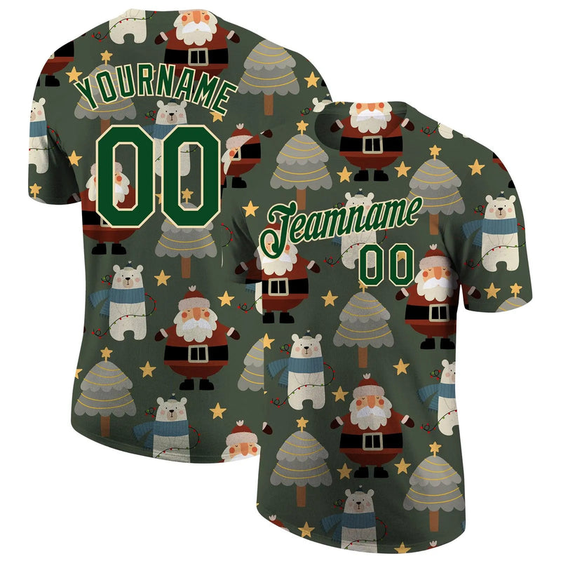 Personalized Name and Number Performance Tee, Custom Christmas Sports Jersey T-Shirt, Holiday Athletic Shirt, Christmas Fan Present