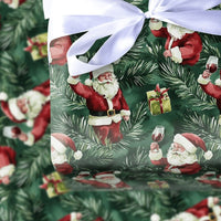 Humorous Wine Lover Gift Wrap, Santa Wine Toast Christmas Wrapping Paper, Holiday Santa Claus Wrapping Paper, Festive Pine Present Wrap