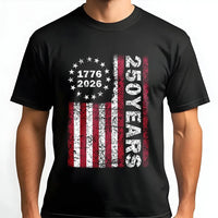 250 Years Of Freedom T-Shirt | 1776-2026 USA 250th Birthday Vintage Flag Design | 100% Soft Breathable Cotton | Patriotic Gift for American History Fans