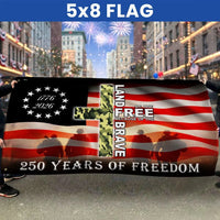 Betsy Ross 250 Years of Freedom Flag | Land of Free Because of Brave | UV-Resistant Polyester | Veterans Memorial Gift