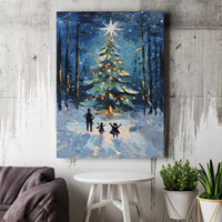 Snowy Pine Forest Impasto Canvas Wall Art, Winter Christmas Tree Canvas Print, Festive Holiday Canvas Painting, Comfy Winter Home Decor