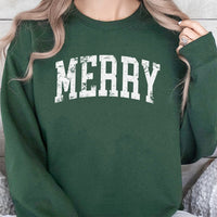Vintage Varsity Lettering Crewneck, Merry Christmas Sweatshirt, Retro Holiday Season Sweater, Comfy Festive Christmas Present Pullover