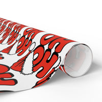 Santa Hat Typography Holiday Gift Wrap, Ho Ho Ho Christmas Wrapping Paper, Adorable Festive Xmas Wrapping Paper, Family Winter Gift Wrap Roll