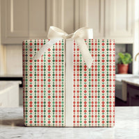 Red and Green Diamond Holiday Gift Wrap, Geometric Christmas Wrapping Paper, Retro Garland Present Wrap, Festive Winter Wrapping Paper Roll