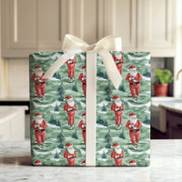 Golfer Holiday Gift Wrap, Golfing Santa Christmas Wrapping Paper, Sporty Santa Wrapping Paper, Golf Lover Present Wrap, Xmas Paper Roll