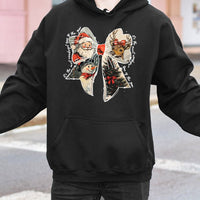 Retro Santa Snowman Reindeer Sweatshirt, Christmas Coquette Bow Hoodie, Girly Holiday Aesthetic Hooded Pullover, Festive Xmas Present Hoodie