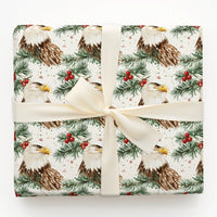 Watercolor Christmas Pine Gift Wrap, Patriotic Bald Eagle Wrapping Paper, Holly Berry Present Wrap, Winter Wildlife Holiday Gift Wrap