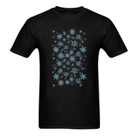 Winter Holiday Graphic Tee, Blue Snowflake Christmas Shirt, Two Sided Snowflake T-Shirt, Festive Xmas Seasonal Shirt, Mens Holiday Present