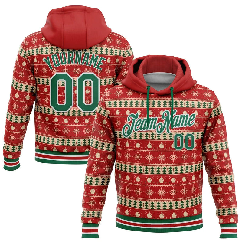 Personalized Holiday Name and Number Hoodie, Custom Christmas Sports Hoodie, Stitched Team Pullover Hoodie, Xmas Game Day Present